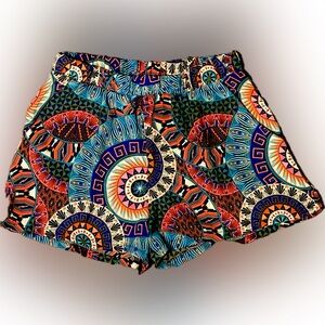 Spring Shorts Feminine multi-color geometric pockets Women’s XS 0-2 Vacation NEW